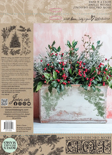 Iron Orchid Designs  Decor Stamp Holly & Pine