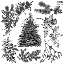 Load image into Gallery viewer, Iron Orchid Designs  Decor Stamp Holly &amp; Pine