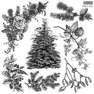 Iron Orchid Designs  Decor Stamp Holly & Pine