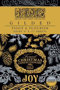 IOD Gilded Figgy & Flourish. Eight 8" X 12" Sheets